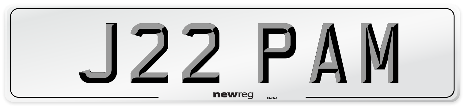 J22 PAM Number Plate from New Reg